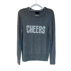 NWT Alex Marie Cheers Print Holiday Long Sleeve  Sweater Crew Neck Large